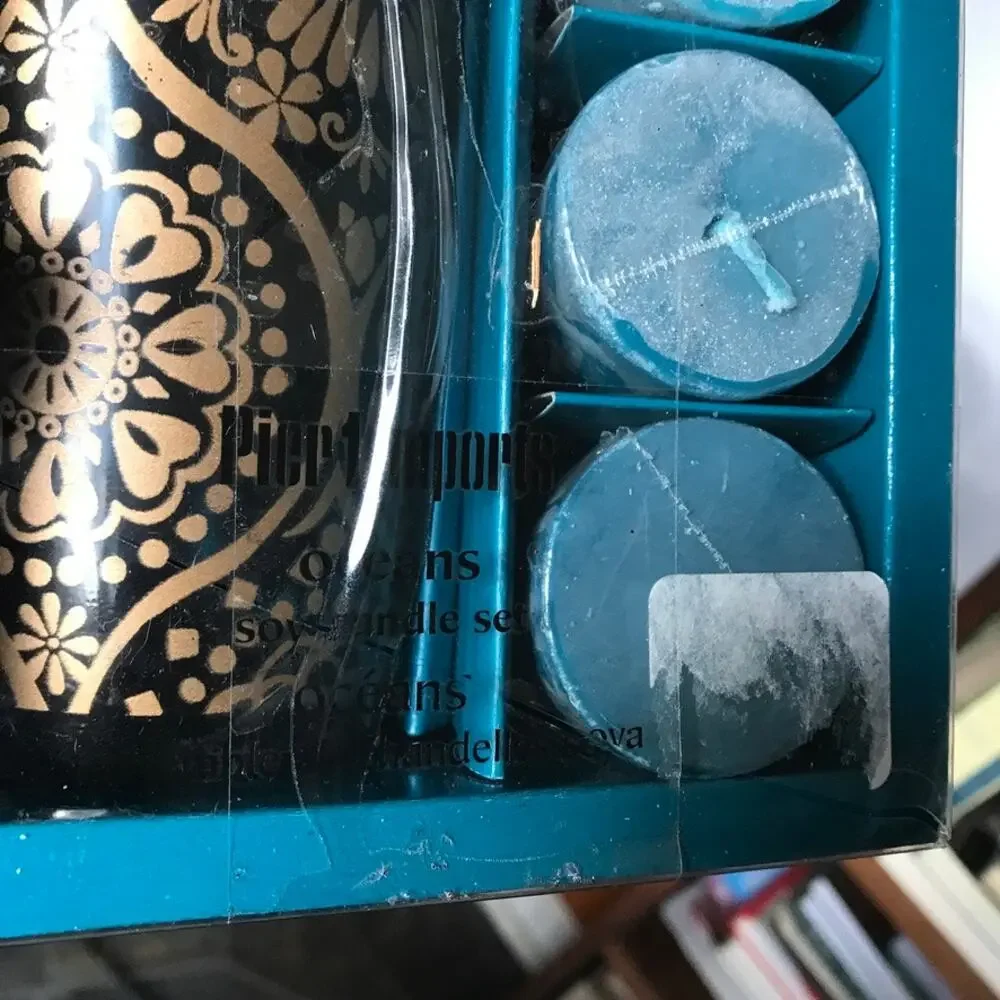 Pier 1 Imports OCEANS Scented Candle Set - 3 Soy Votive Candles w/ Glass Holder